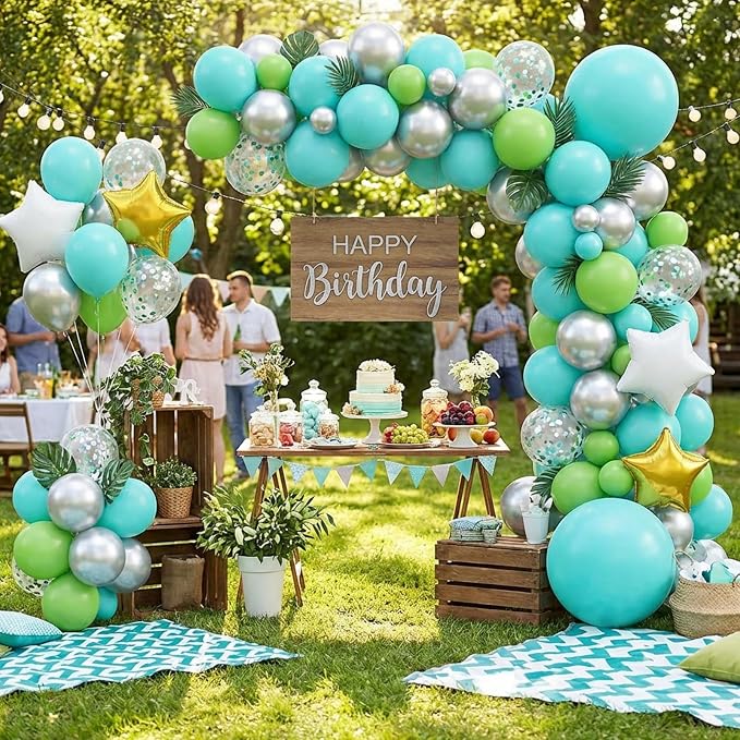 APLANET 150pcs Teal Blue Balloons Different Sizes 18 12 10 5 Inch Latex - Image 5