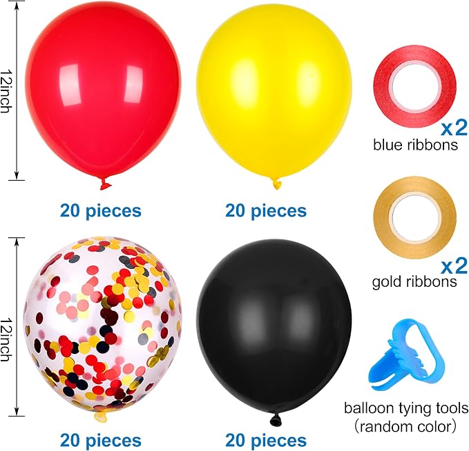 80 pcs Black Red Yellow Latex Balloons - Image 3