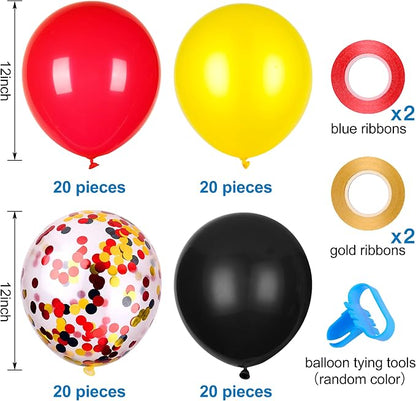 80 pcs Black Red Yellow Latex Balloons - Image 3