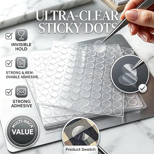 Glue Dots Double Sided 400 PCS, 0.39 Inch Clear Sticky Tack, Removable Poster - Image 2