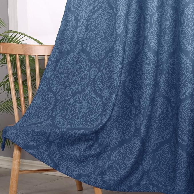 DWCN Navy Blue Room Darkening Blackout Curtains - Image 3