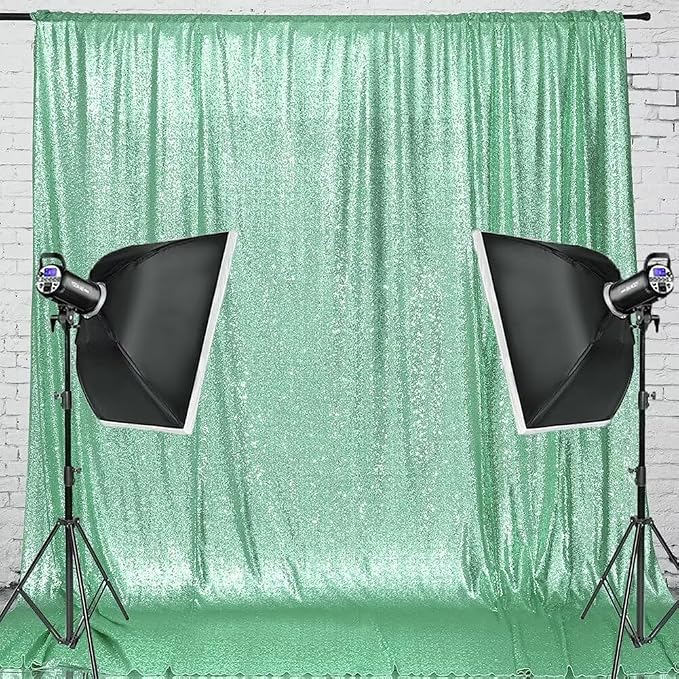 Eternal Beauty Mint Green 3mm Sequin Backdrop 8x10 Ft - Image 3