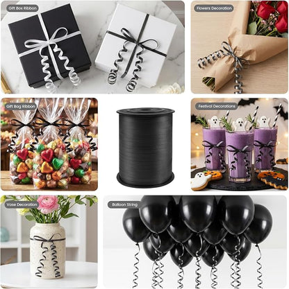 600 Yards Curling Ribbon Black, 1/5" Crimped Curling Ribbons | Ideal - Image 4