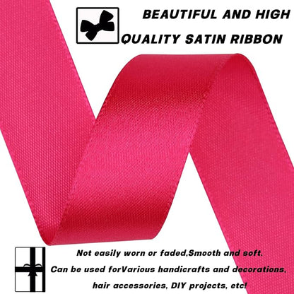 7/8 Inch 60 Yards Hot Pink Satin Craft Ribbon-Single Face Polyester Ribbon - Image 3