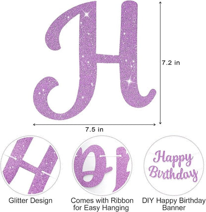 Glitter Happy Birthday Banner Sign Birthday Garland Wall Door Banners Flag - Image 7