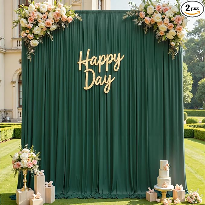 10×12ft Wrinkle Free Hunter Green Backdrop Curtain by ENJOYYOURPARTY