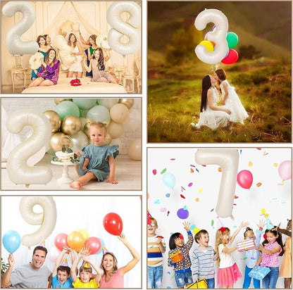 40 inch Cream White Number Balloon Giant Foil Helium Balloons Beige Number 1 - Image 6