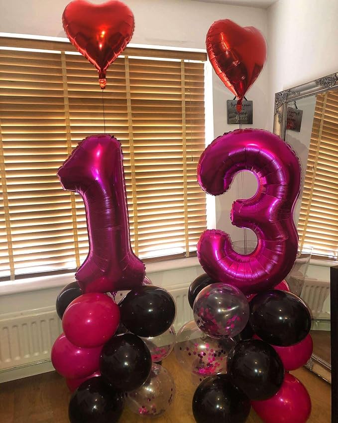 Hot Pink 30 Number Balloons, 40 Inch Giant Number 30 Balloons Foil Mylar Helium - Image 5