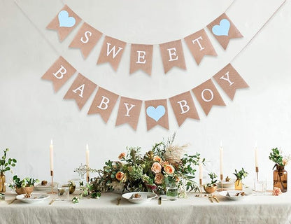 Sweet Baby Boy Burlap Banner - Image 4