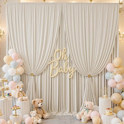 20×12ft Wrinkle Free Beige Backdrop Curtain - Image 8