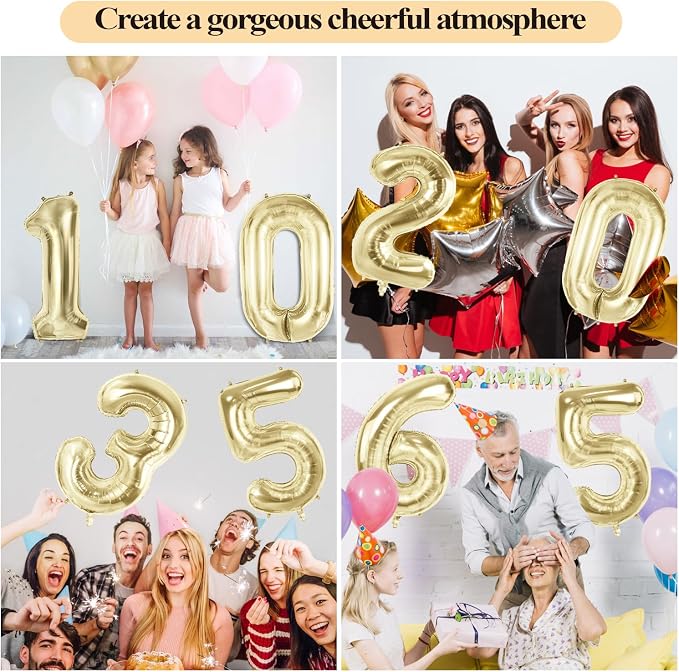 Number 5 Balloons for 5th Birthday Party Decorations, 40 Inch 0-100 Anniversary - Image 7
