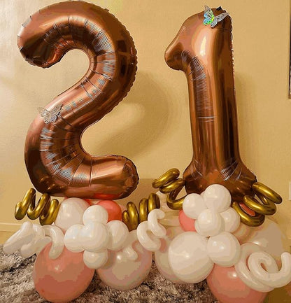 9 Balloon - Brown Birthday Number Balloons, 40 Inch Decorations Men Women | - Image 3