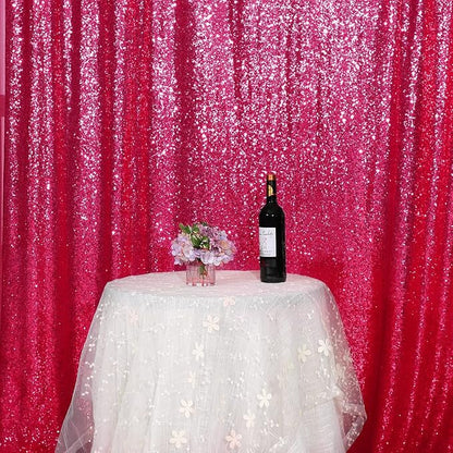 PartyDelight Hot Pink Sequin Backdrop Curtains 6x8ft | Sparkly 3mm sequins - Image 6
