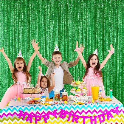 Sugargirl Grass Green Sequin Backdrop Curtain 3 Panels 2FTx8FT Glitter Grass - Image 3