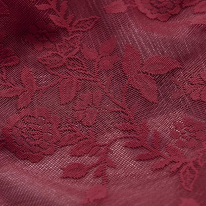 FINECITY Burgundy Floral Lace Curtains - Image 7