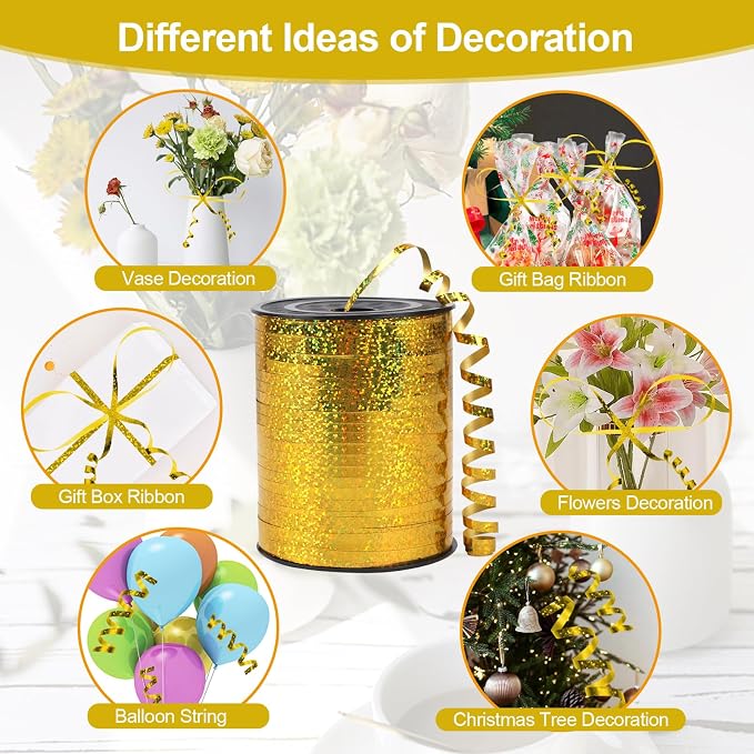500 Yards Silver Shiny Curling Ribbon Metallic Balloon Roll - Image 4