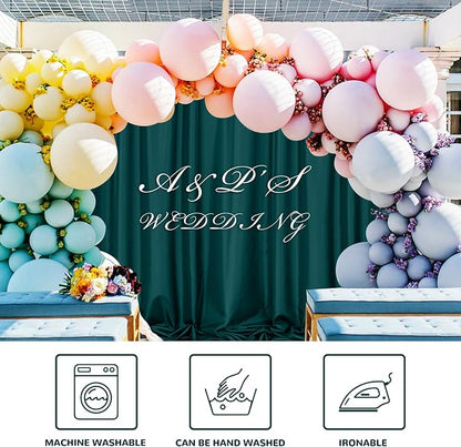 Hunter Green Backdrop Curtains for Parties Wedding Curtains Rod Pocket Green - Image 7