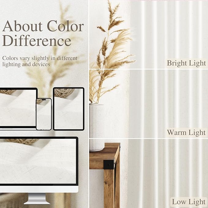 Neutral Linen Curtains 80 Inch Length - Image 3