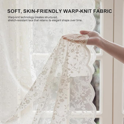 Anmao Vintage Lace Sheer Curtains 84 Inches Long - Image 4