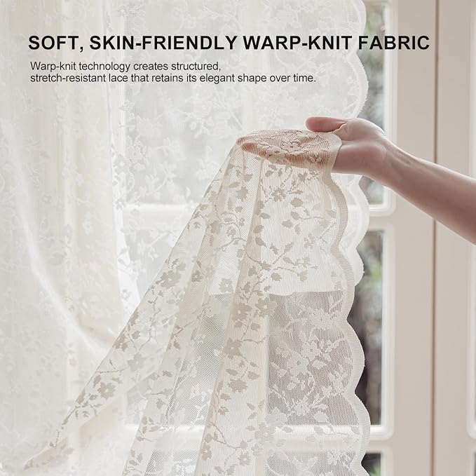 Anmao Vintage Lace Sheer Curtains 45 Inches Long - Image 4