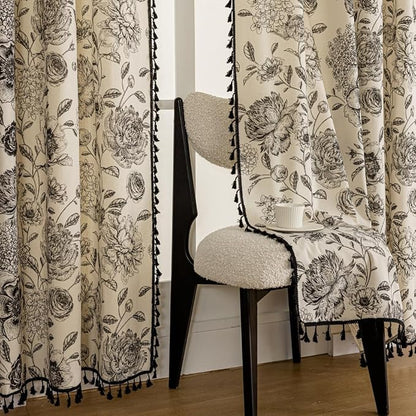 F-CHU Bohemian Curtains for Bedroom 63 Inch Length French Country Floral Drapes - Image 3