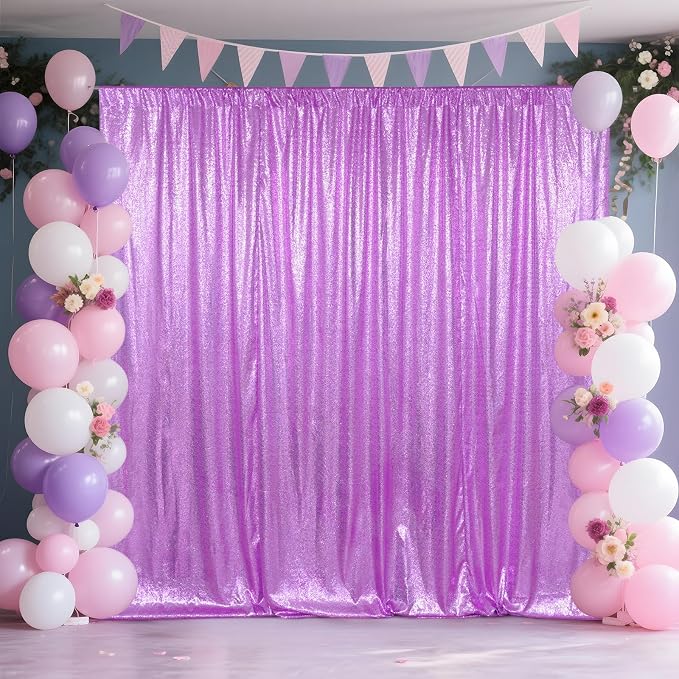 SquarePie 8x8ft Lavender Sequin Backdrop, High Density Non-Transparent Glitter - Image 3