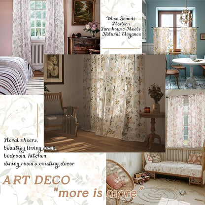 Floral Sheer Curtains 72 Inch Length 2 Panels, Farmhouse Light Filtering - Image 5