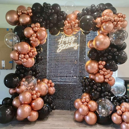 HILAVO Rose Gold and Black Balloons, 12Inch Metallic Rose Gold and Confetti - Image 6