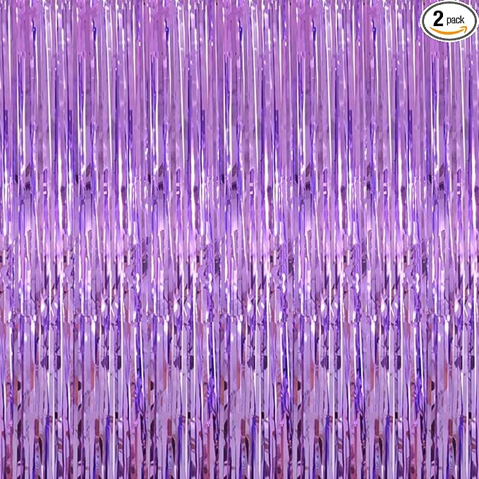 Shiny Light Purple Fringe Curtain by i-CHONY