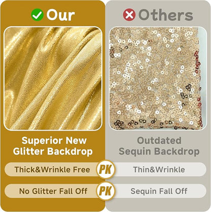 20x10ft Thick Gold Glitter Backdrop Curtain Panels - Image 2