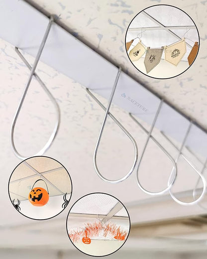 Ceiling Hook Clips- 20 Pack Drop Ceiling Hanger Hooks Hanging on Suspended - Image 2