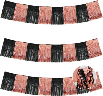 BEISHIDA Black Rose Fringe Garland Banner 30ft Wall Tinsel Foil Streamers | by Beishida