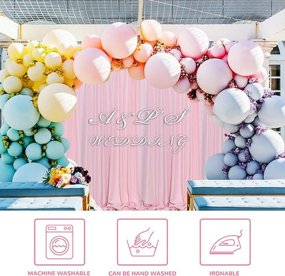 Pink Backdrop Curtain for Parties Rod Pocket Pink Curtains Photography Backdrop - Image 3