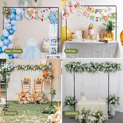 8.2FT x 8FT Square Backdrop Stand Heavy Duty Black Wedding Arch - Image 8
