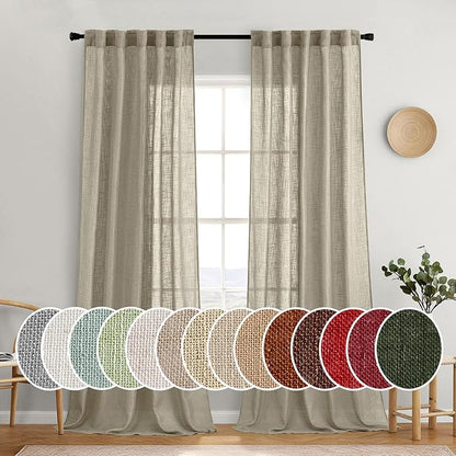 MIULEE Oatmeal Linen Curtains 52x96 Inch 2 Panels by MIULEE