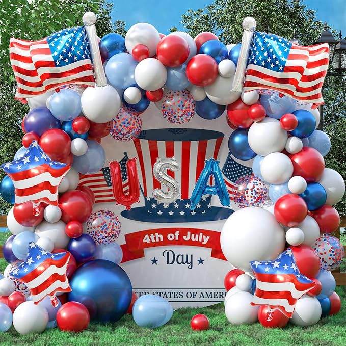 8 Pcs 4th of July Balloons American Flag Star Balloons USA Balloon Red White - Image 5