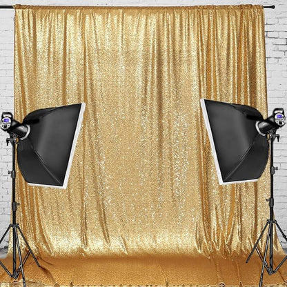 PartyDelight Gold Sequin Backdrop Curtains 6x8ft | Sparkly 3mm sequins - Image 8