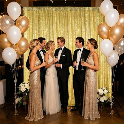 Hahuho Gold Sequin Backdrop Curtain, Party Decoration（2 Panels, 4FT x 8FT - Image 4