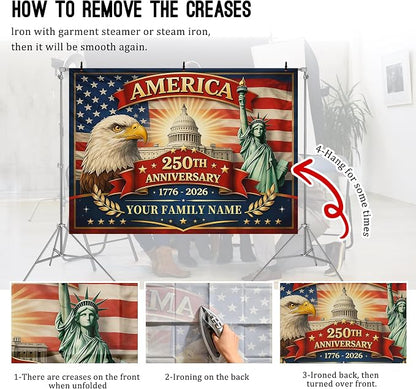 Custom American 250th Anniversary Flag Backdrop 1776-2026, Personalized 250 - Image 5