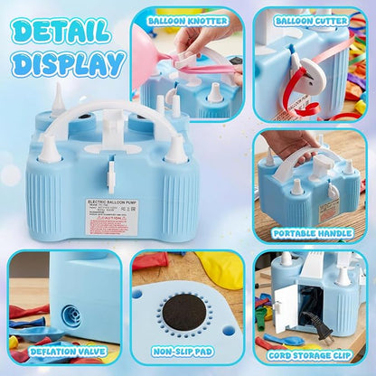 4-in-1 Electric Balloon Pump for All Balloons, Portable Dual Nozzle 600W Air - Image 6