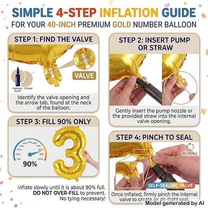 40 Inch Gold Number 15 Foil Balloon - Image 5