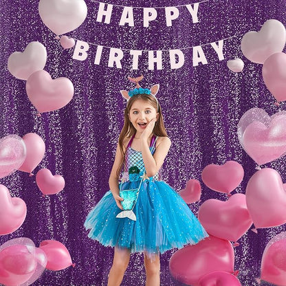 2×8FT-2PCS Purple Sequin Backdrop Curtains Panels, Photography Backdrop Glitter - Image 7