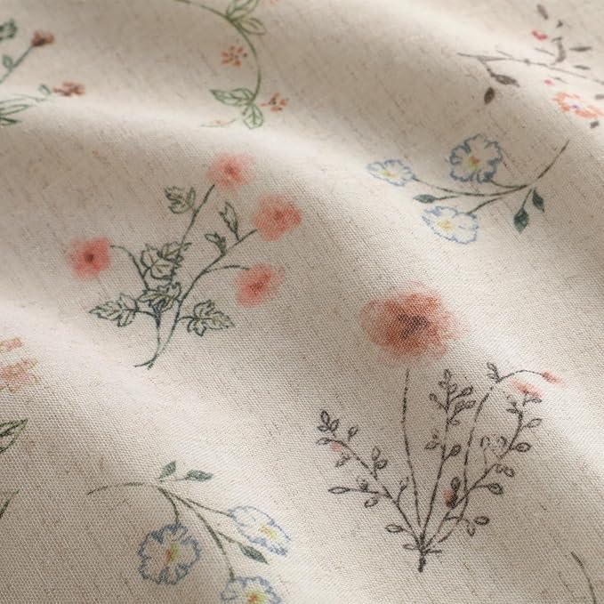 Boho Floral 100% Blackout Curtains 96 Inch 2 Panels Linen Texture | Farmhouse - Image 2