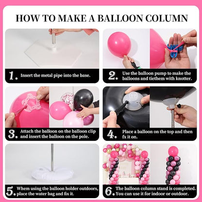 Hot Pink and Black Balloon Column Stand Kit Set of 2 - Image 5