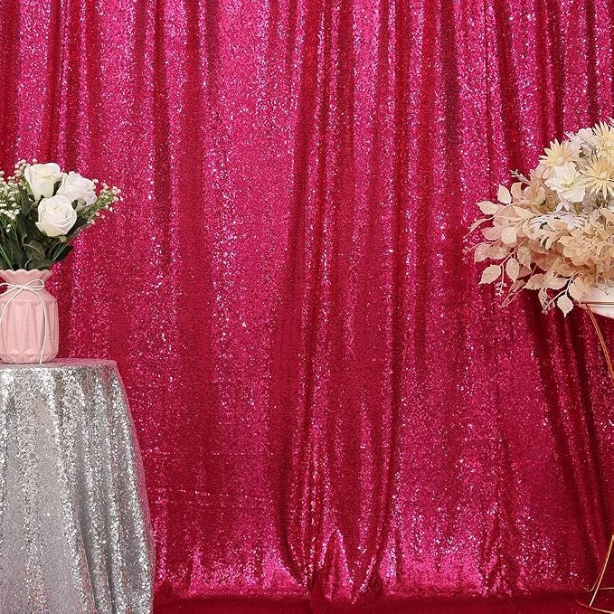 Eternal Beauty Hot Pink 3mm Sequin Backdrop 20x10 Ft - Image 3