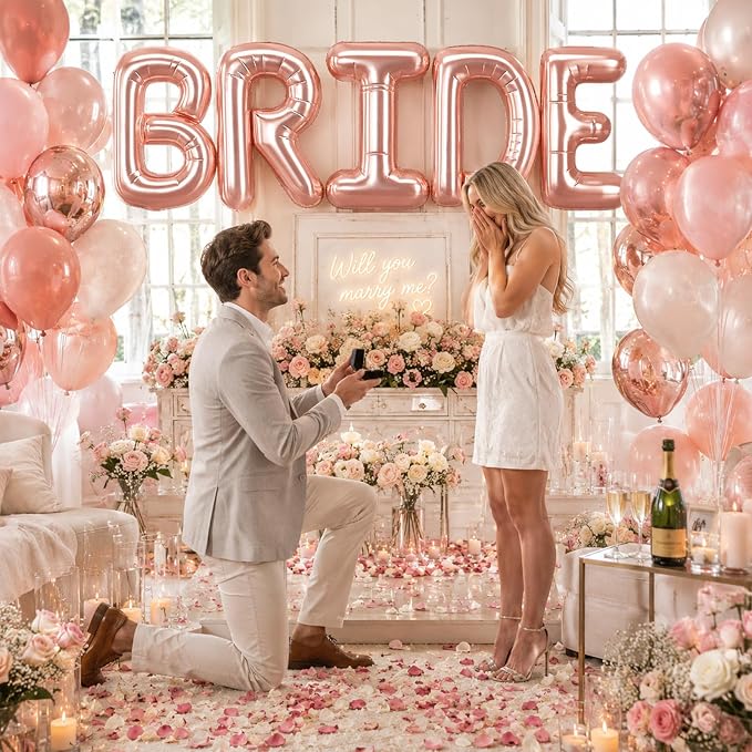 BRIDE Balloons Bachelorette Party Decorations, 16 Inch Rose Gold Bride Letter - Image 7
