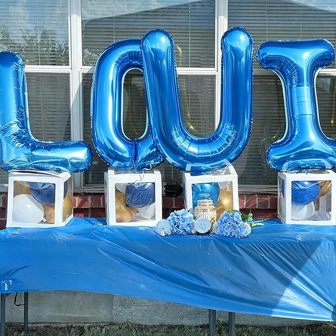 Letter S Balloon 40 Inch Blue, Giant Alphabet Foil Balloon, Big Mylar Party - Image 2
