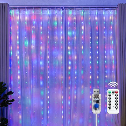 Brightown 300 LED Fairy Curtain Lights, 9.8ft x 9.8ft String Lights | by Brightown