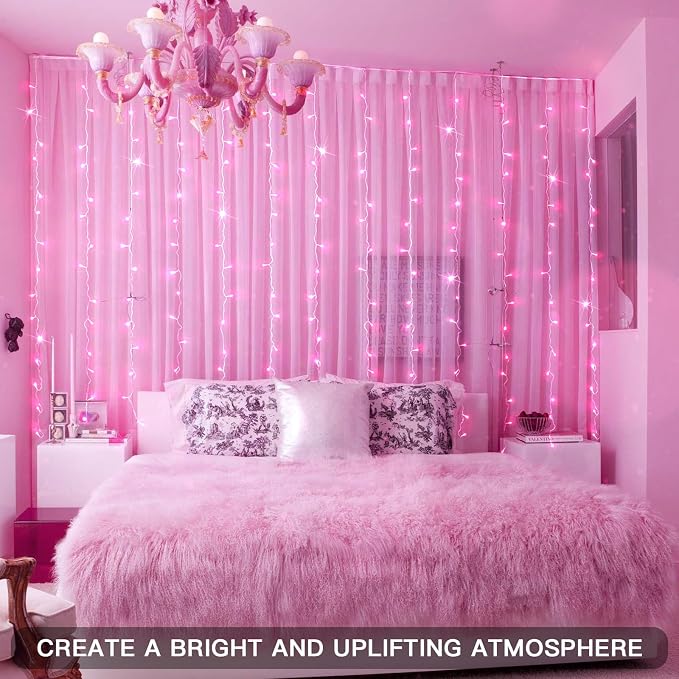 Curtain Lights for Bedroom, 200 Led 6.5ft x 6.5ft Hanging String Lights Outdoor - Image 6