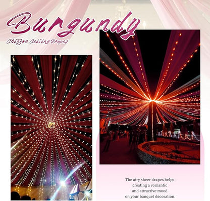 6 Panels Burgundy Ceiling Drapes - Image 5